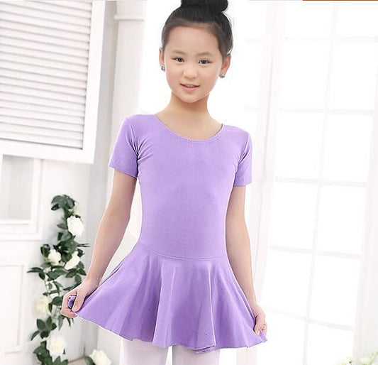 Girls Ballet Dress with Skirt - Cotton Dance Leotard for Kids Performance